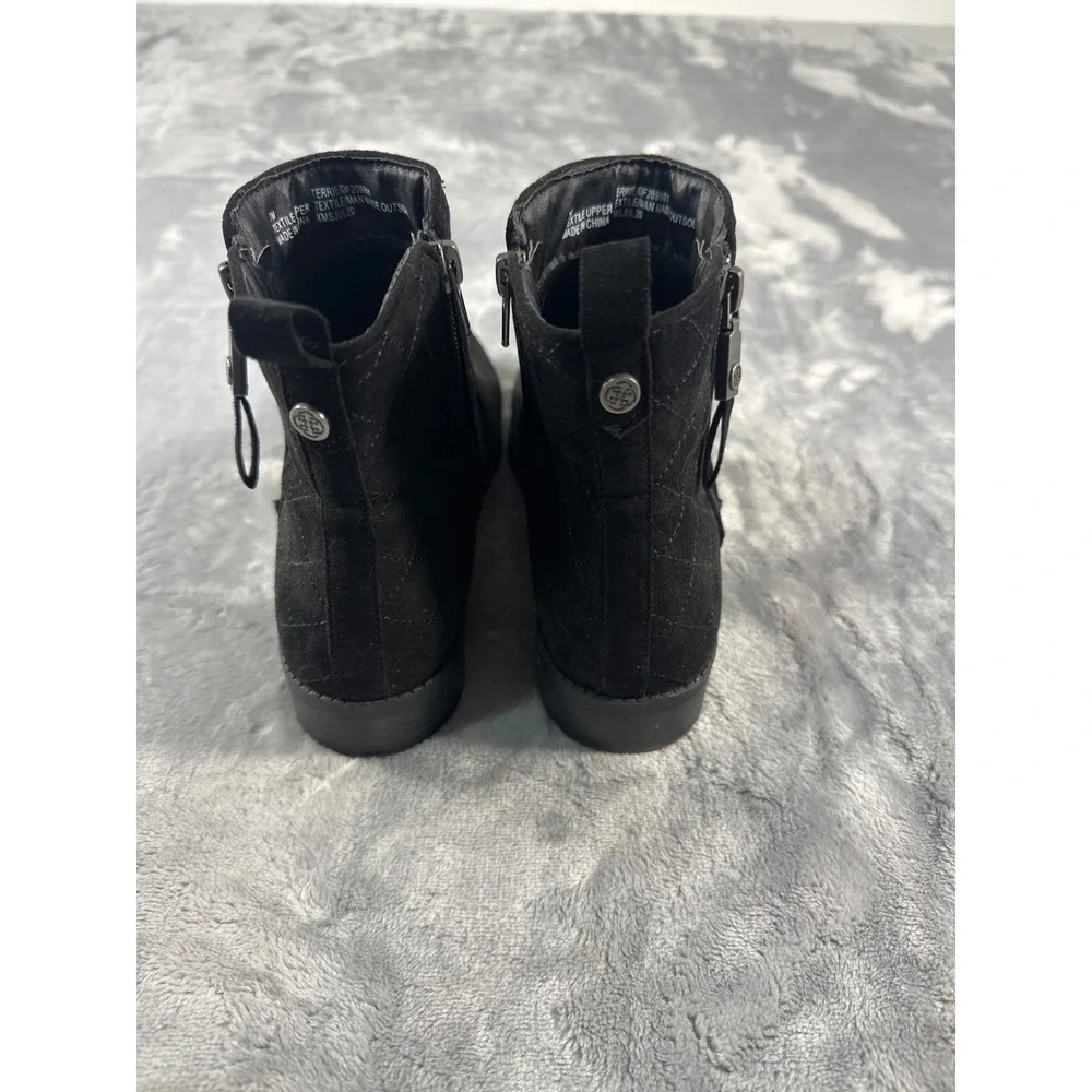 Daisy Fuentes Black Suede Quilted Ankle Boots‎ Side Zip Women's Size 7M